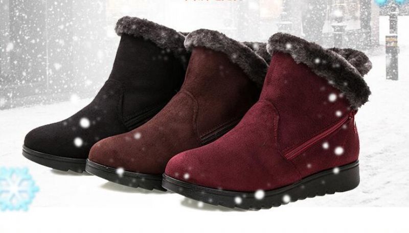 Changae Dames Platform Sneeuw Zwarte Laarzen - Zwart