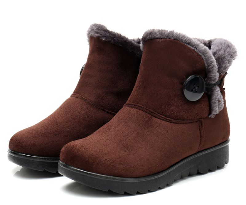 Changae Dames Platform Sneeuw Zwarte Laarzen - Zwart