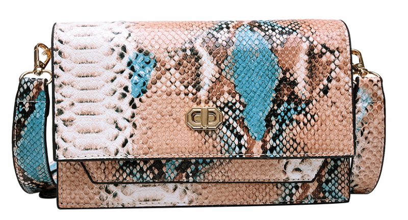 Chantal Dames Slangenpatroon Schouder Handtas - Roze