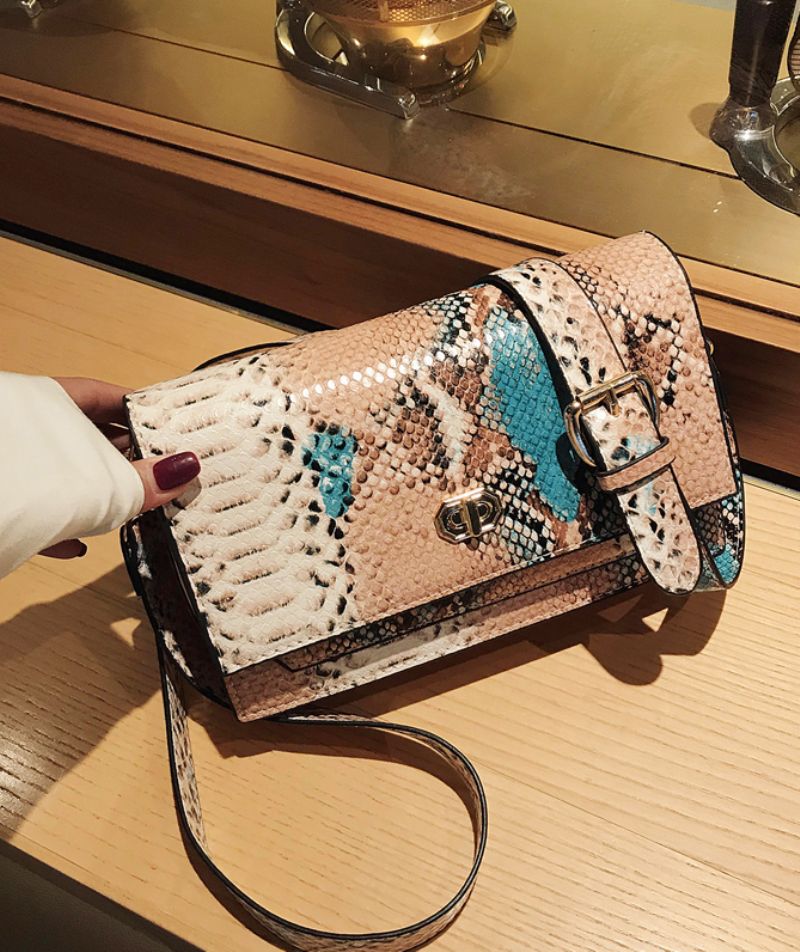 Chantal Dames Slangenpatroon Schouder Handtas - Roze