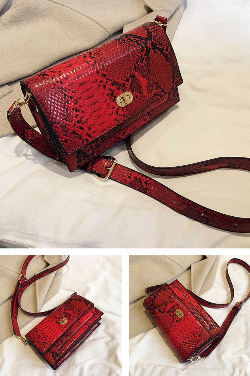 Chantal Dames Slangenpatroon Schouder Handtas - Roze