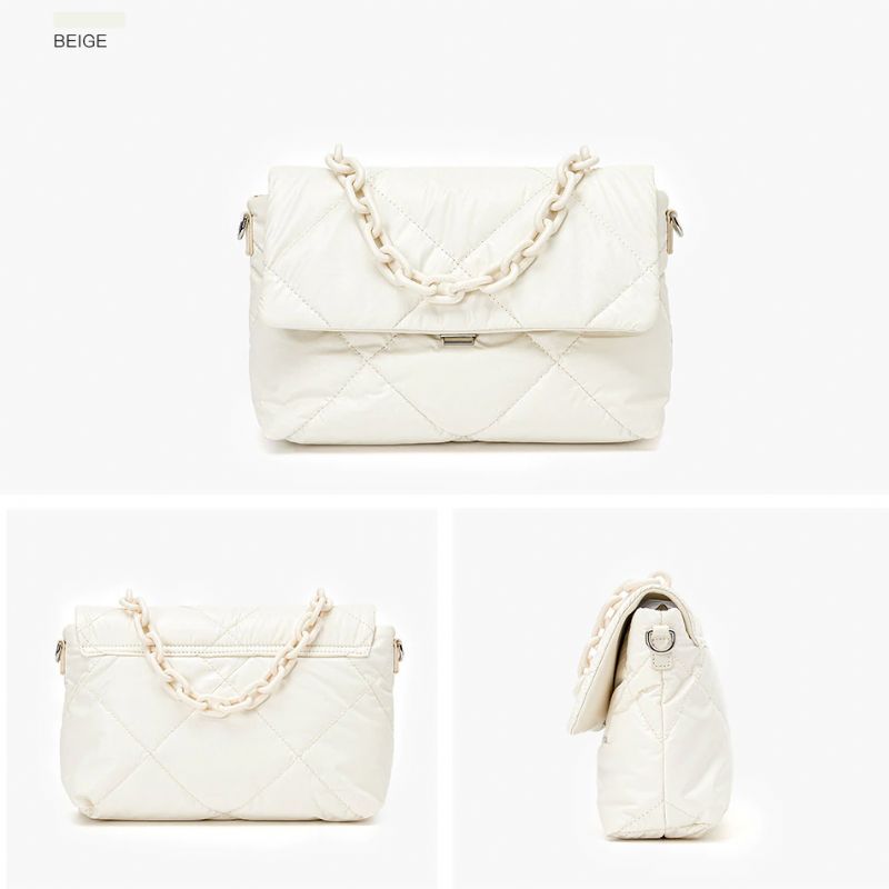 Chantel Dames Leren Schouder Handtas - Beige