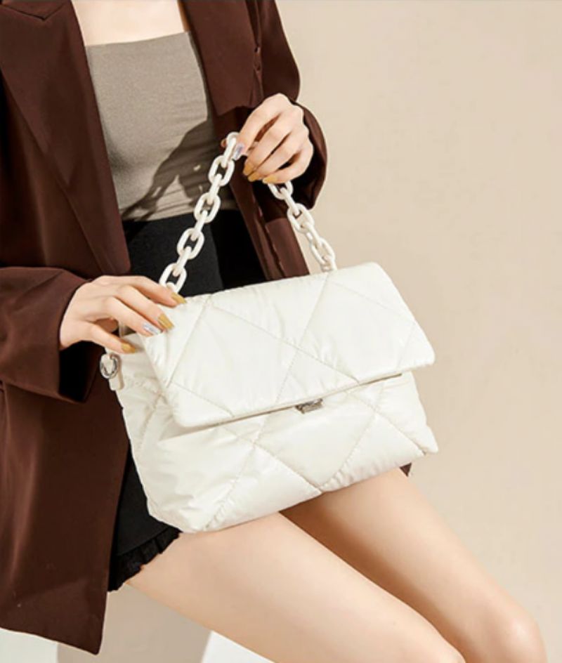 Chantel Dames Leren Schouder Handtas - Beige
