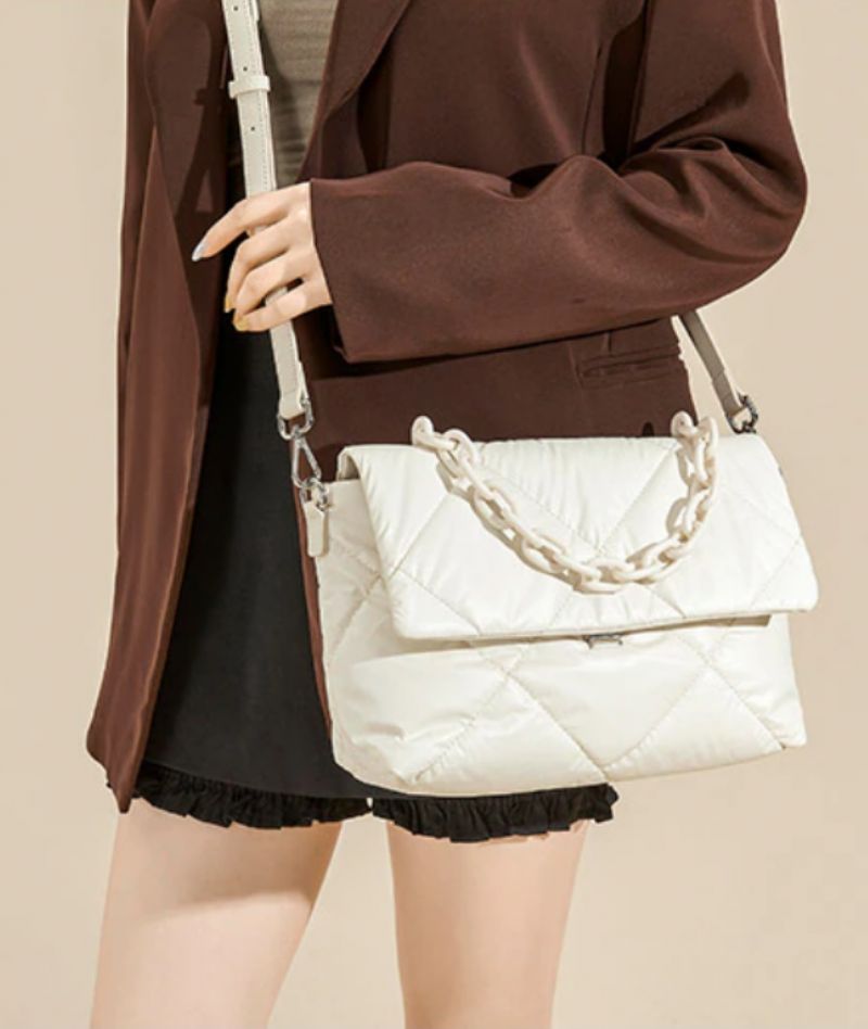 Chantel Dames Leren Schouder Handtas - Beige