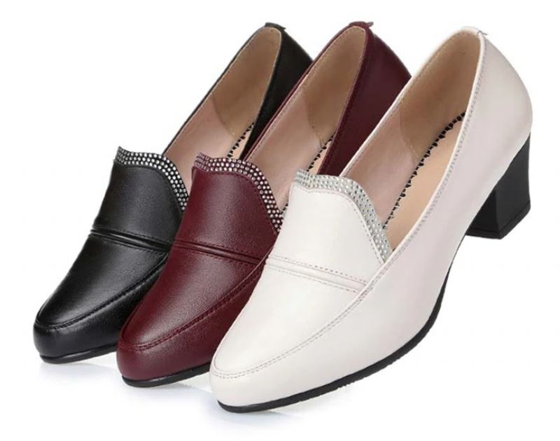Charis Dames Leren Pumps Schoenen - Rood