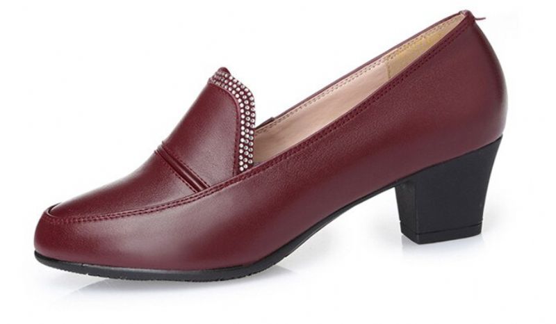 Charis Dames Leren Pumps Schoenen - Rood