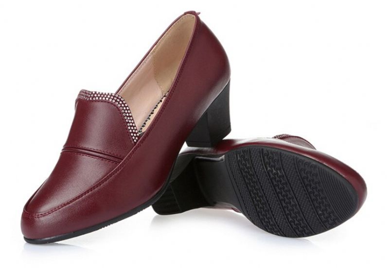 Charis Dames Leren Pumps Schoenen - Rood