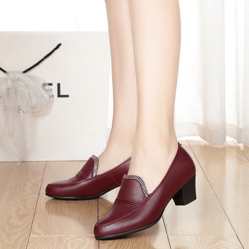 Charis Dames Leren Pumps Schoenen - Rood