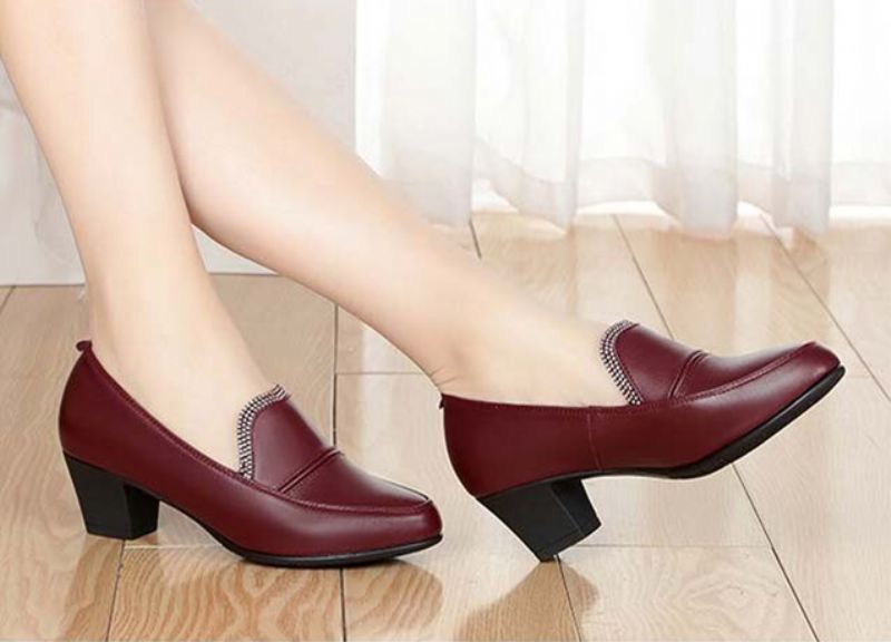 Charis Dames Leren Pumps Schoenen - Rood