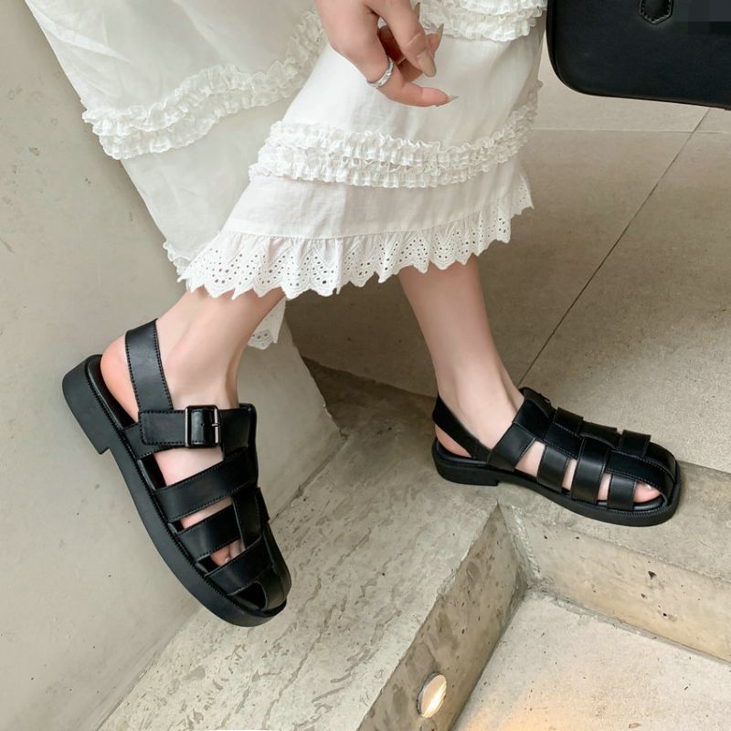 Charito Dames Comfortabele Leren Sandalen - Zwart