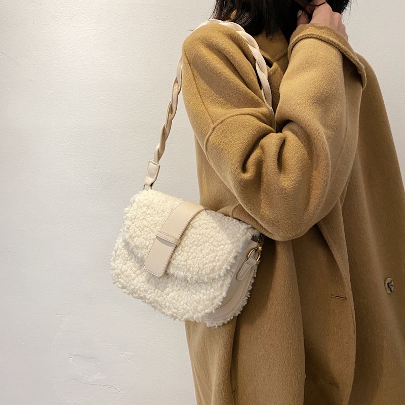 Charito Dames Winter Pluche Designer Handtas - Wit