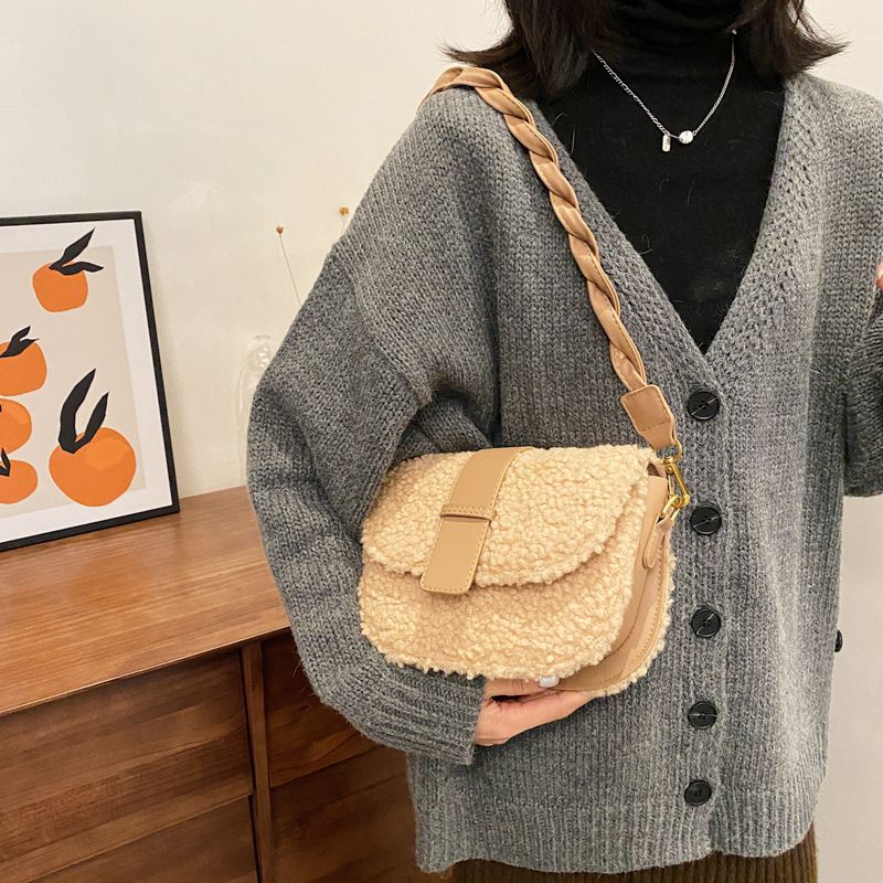 Charito Dames Winter Pluche Designer Handtas - Wit