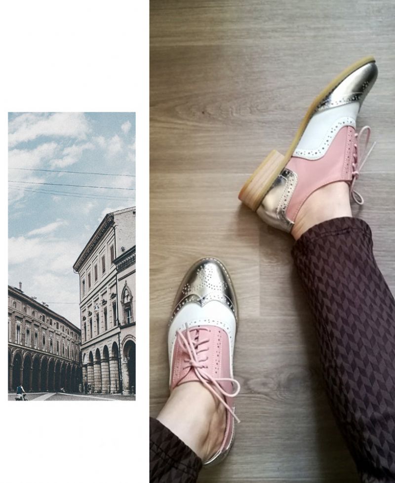 Charly Dames Oxfords - Zilver Wit Roze