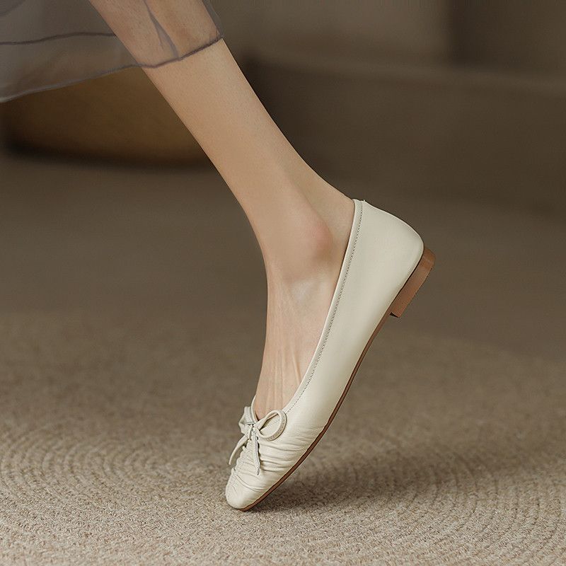 Charo Dames Leren Platte Schoenen - Beige