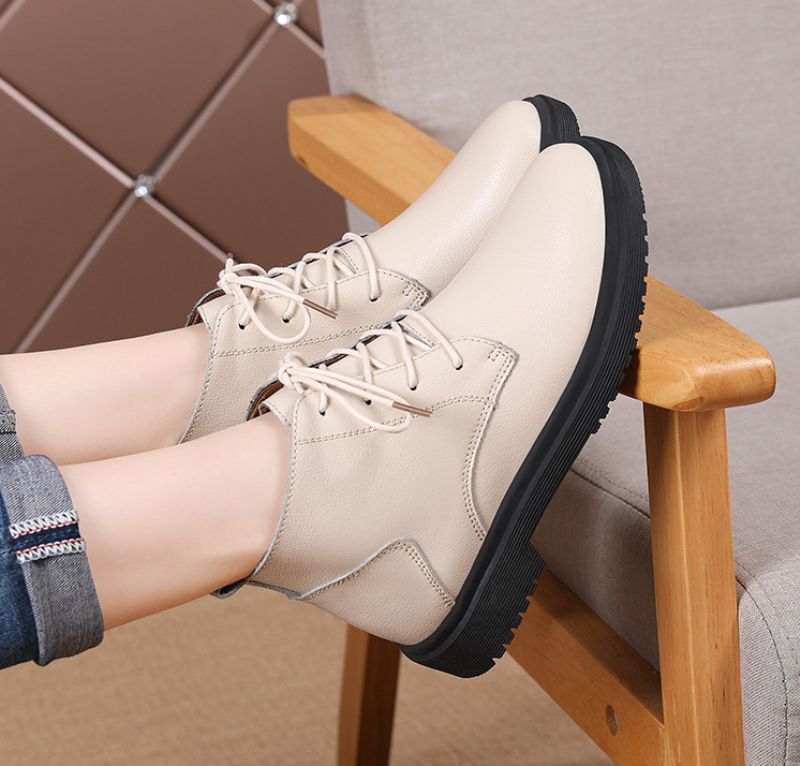 Chaten Dames Oxford Veter Enkel Laarzen - Beige