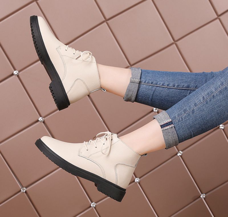 Chaten Dames Oxford Veter Enkel Laarzen - Beige