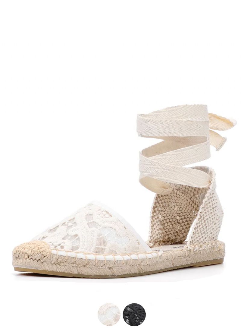 Chelio Dames Kant Platte Espadrilles