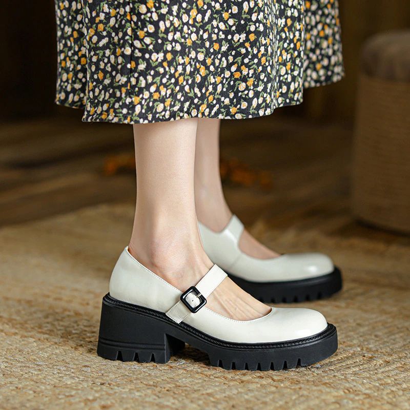 Cheslie Dames Lakleren Platform Schoenen - Zwart