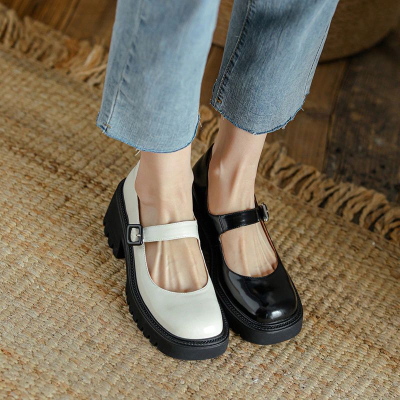 Cheslie Dames Lakleren Platform Schoenen - Zwart