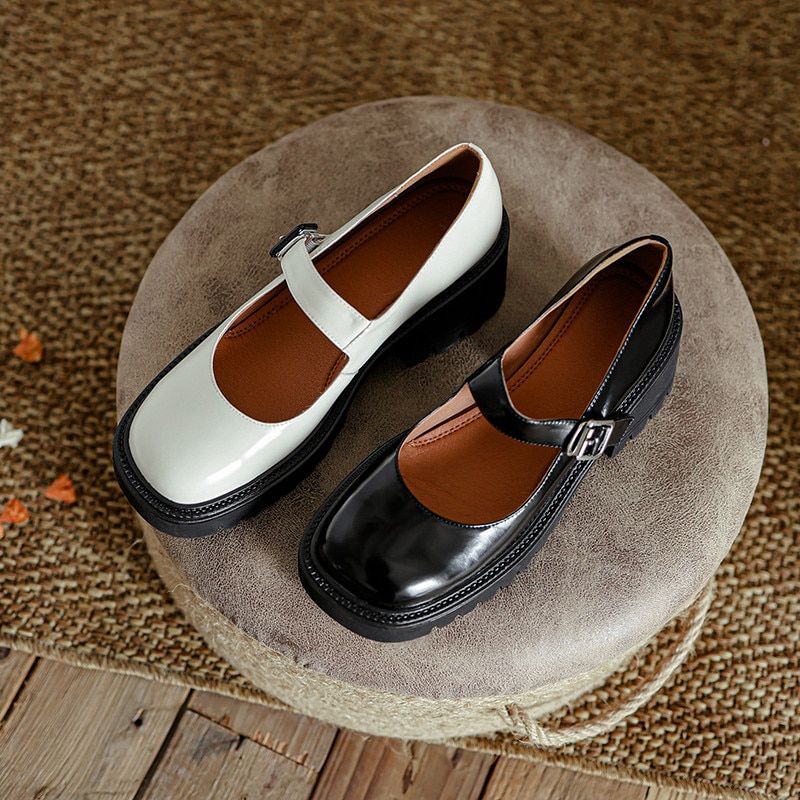 Cheslie Dames Lakleren Platform Schoenen - Zwart
