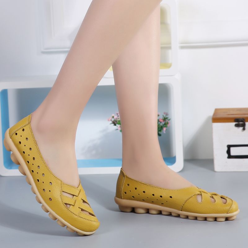 Chiara Dames Leren Instappers Loafer Schoenen - Geel