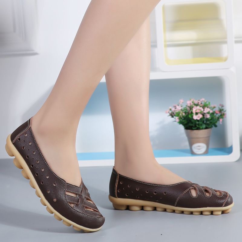 Chiara Dames Leren Instappers Loafer Schoenen - Geel