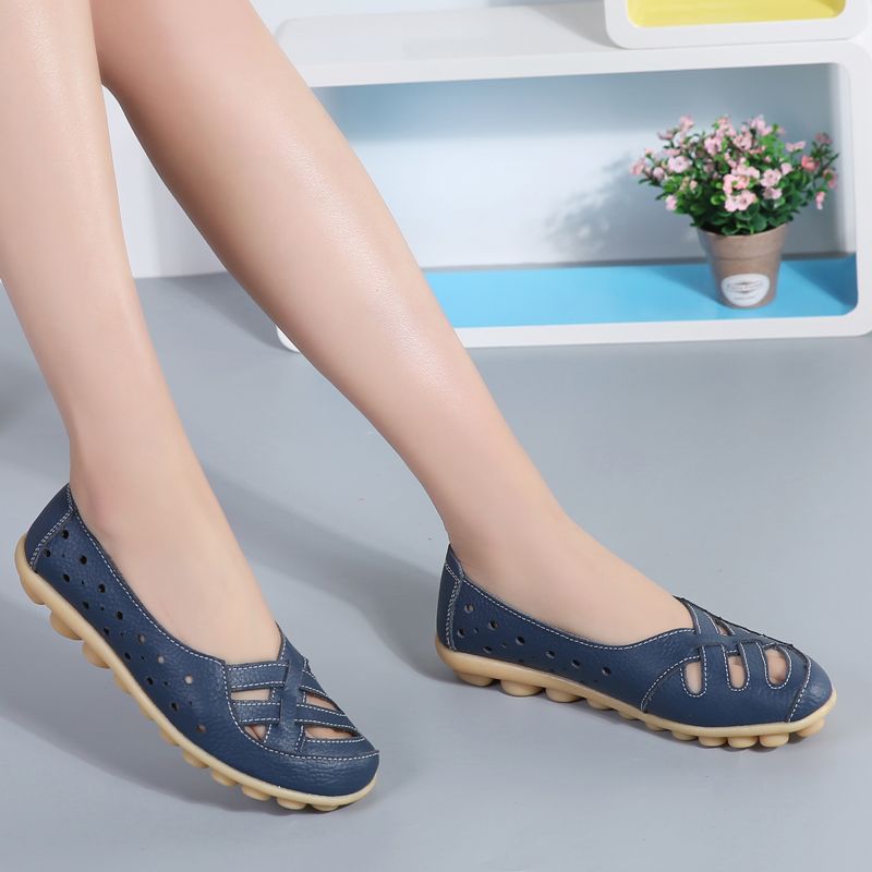 Chiara Dames Leren Instappers Loafer Schoenen - Geel