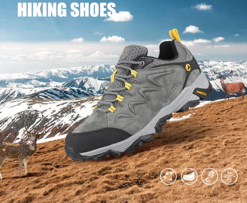 Chronos Heren Echte Leren Wandelschoenen - Grijs