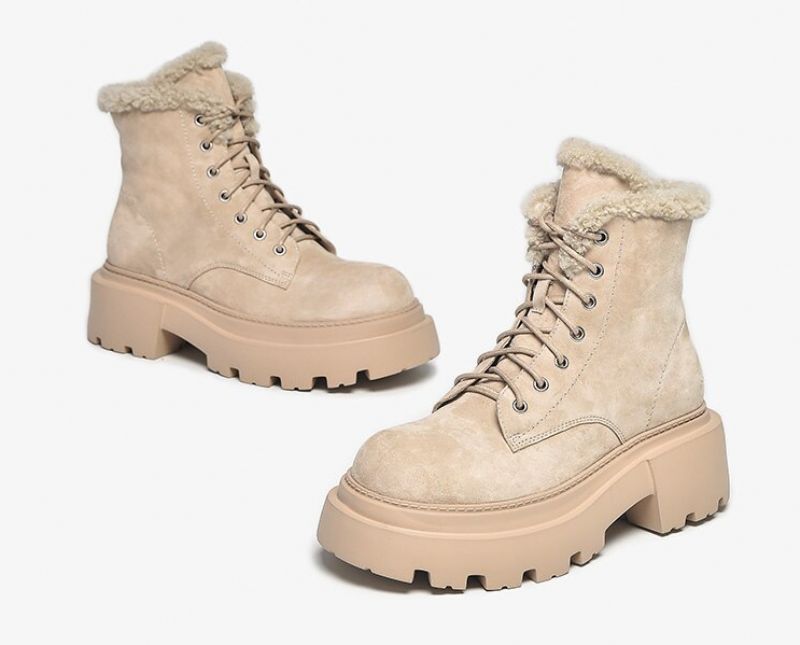 Cibel Suède Platform Sneeuwlaarzen Voor Dames - Abrikoos