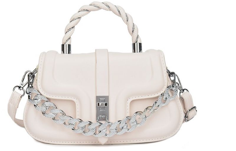 Cintya Dames Kleine Leren Handtas Met Ketting - Beige