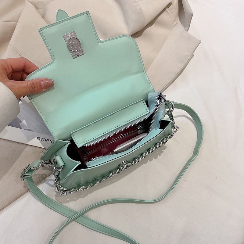 Cintya Dames Kleine Leren Handtas Met Ketting - Beige