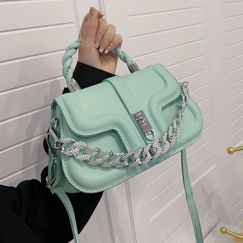 Cintya Dames Kleine Leren Handtas Met Ketting - Beige