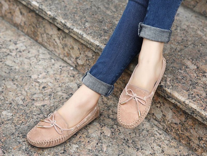Clarise Dames Platte Loafer Schoenen - Beige