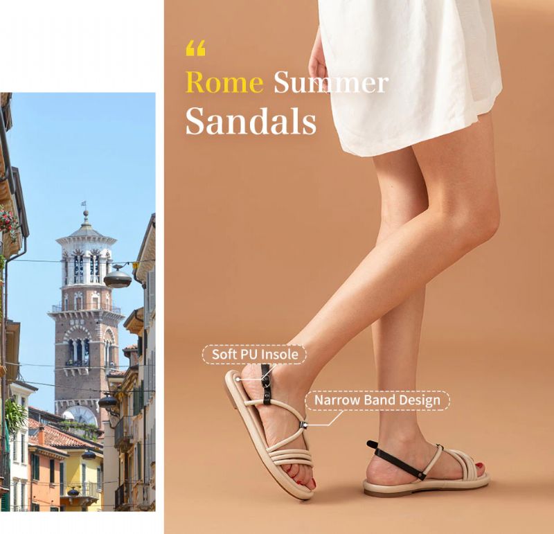 Claritza Dames Leren Sandaal - Beige