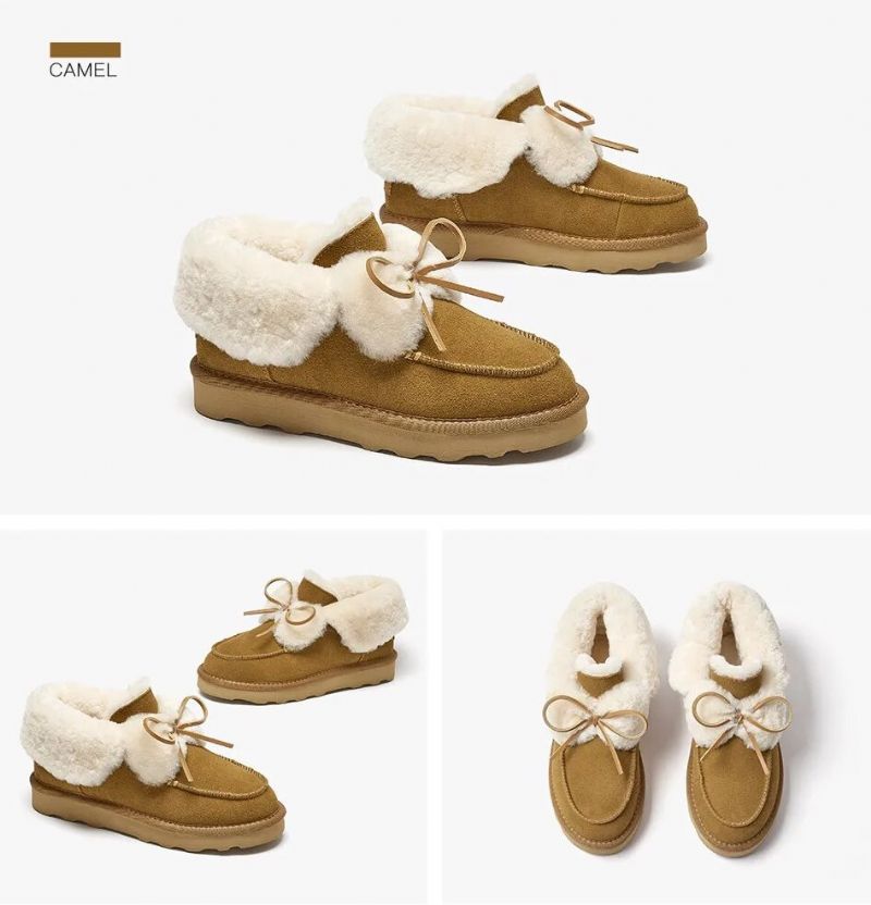 Clariza Dames Platte Winter Loafer - Kameel