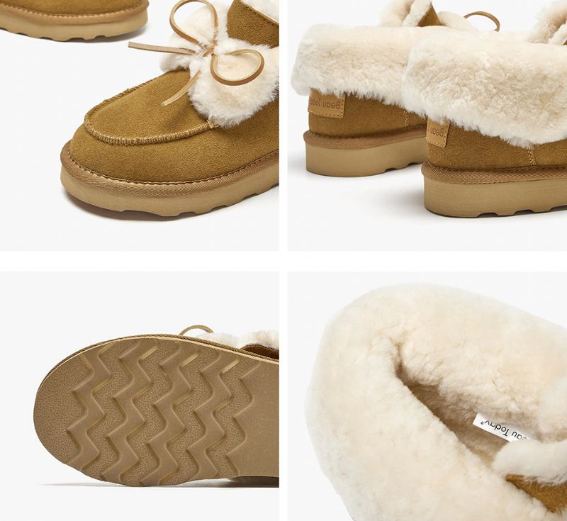 Clariza Dames Platte Winter Loafer - Kameel