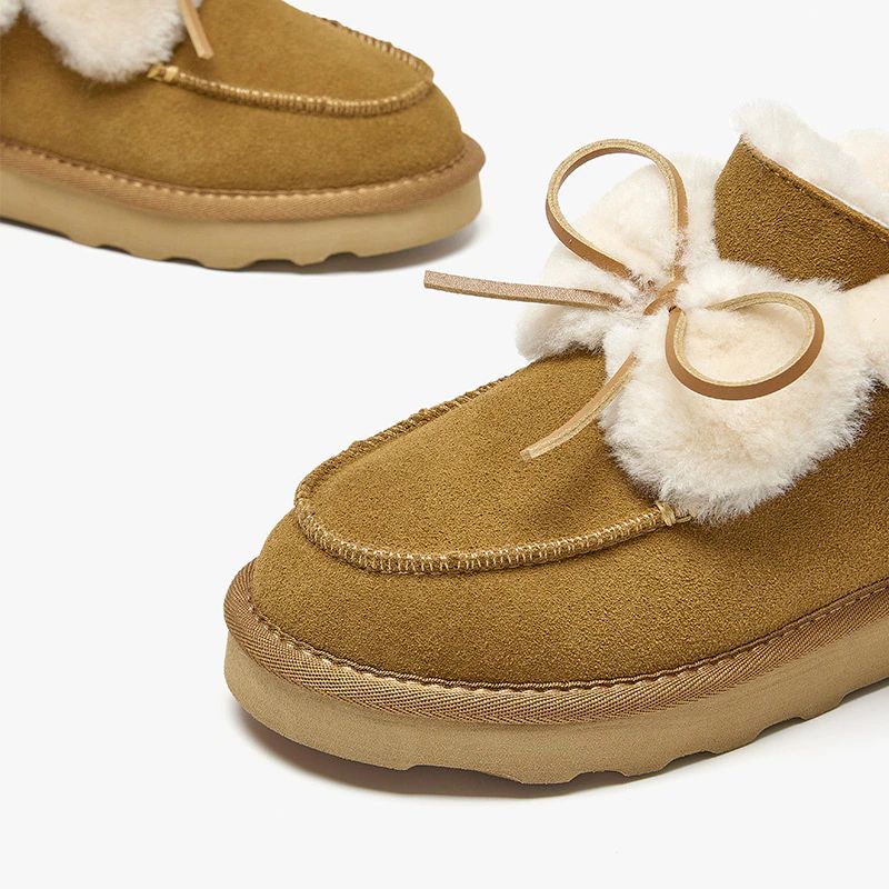 Clariza Dames Platte Winter Loafer - Kameel
