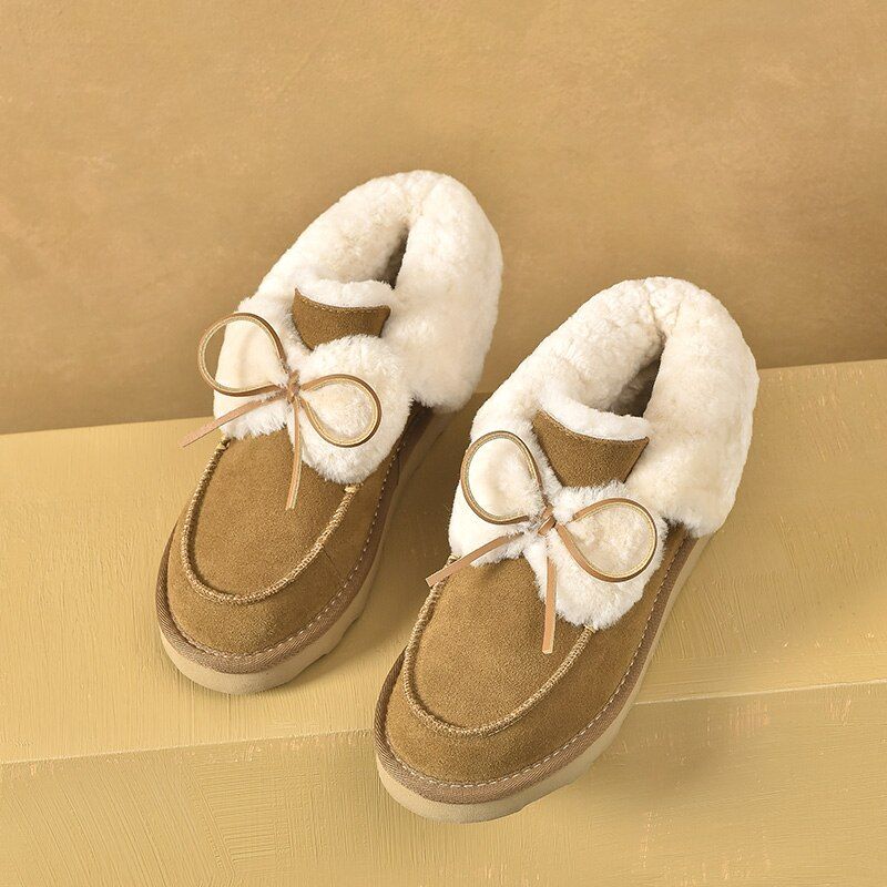 Clariza Dames Platte Winter Loafer - Kameel
