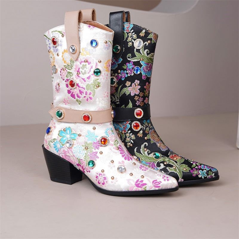 Clariza Dames Western Laarzen - Roze kort pluche