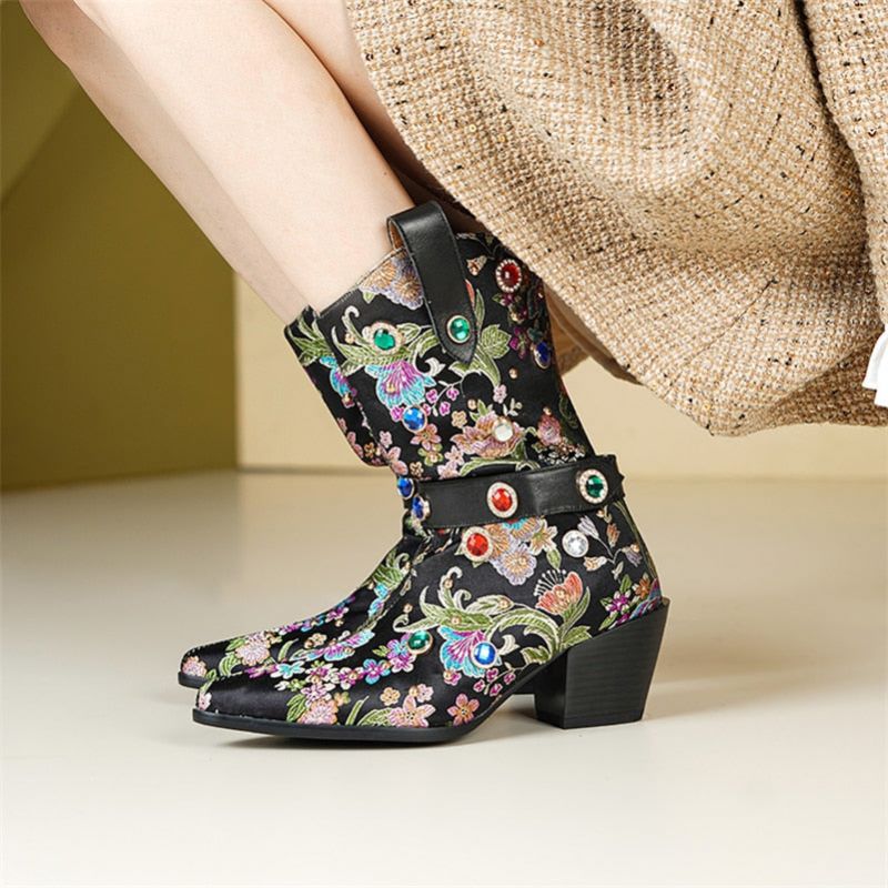 Clariza Dames Western Laarzen - Roze kort pluche