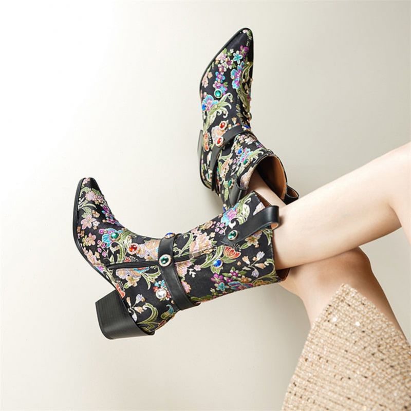 Clariza Dames Western Laarzen - Roze kort pluche