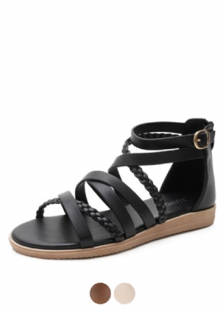 Claudi Dames Cross Strap Platte Sandaal