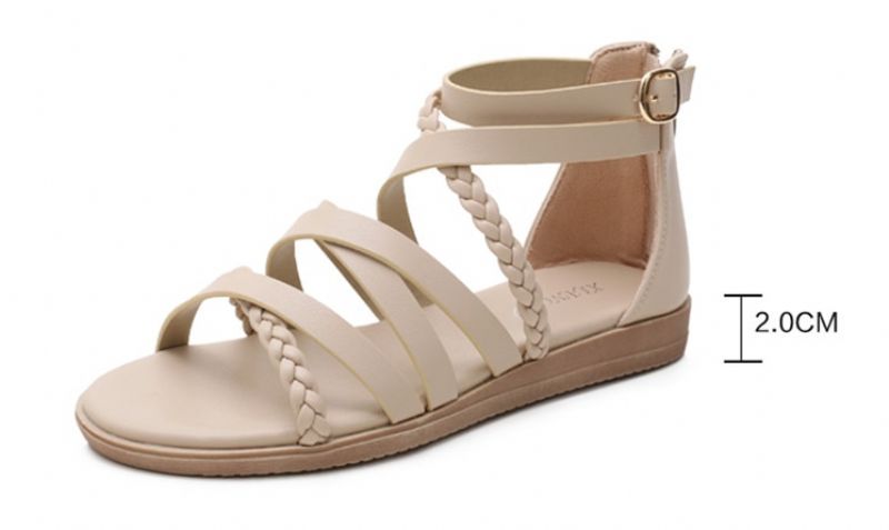 Claudi Dames Cross Strap Platte Sandaal - Zwart
