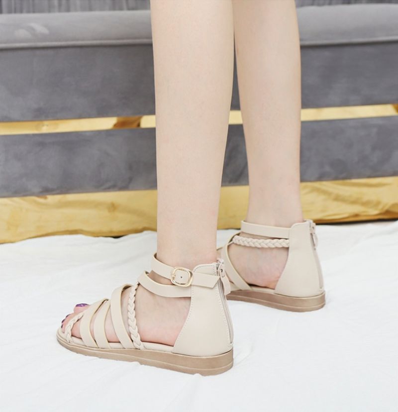 Claudi Dames Cross Strap Platte Sandaal - Zwart