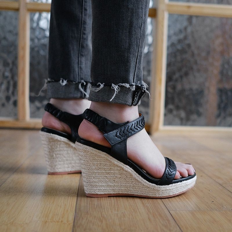 Claudia Dames Sandaal Wedges - Bruin