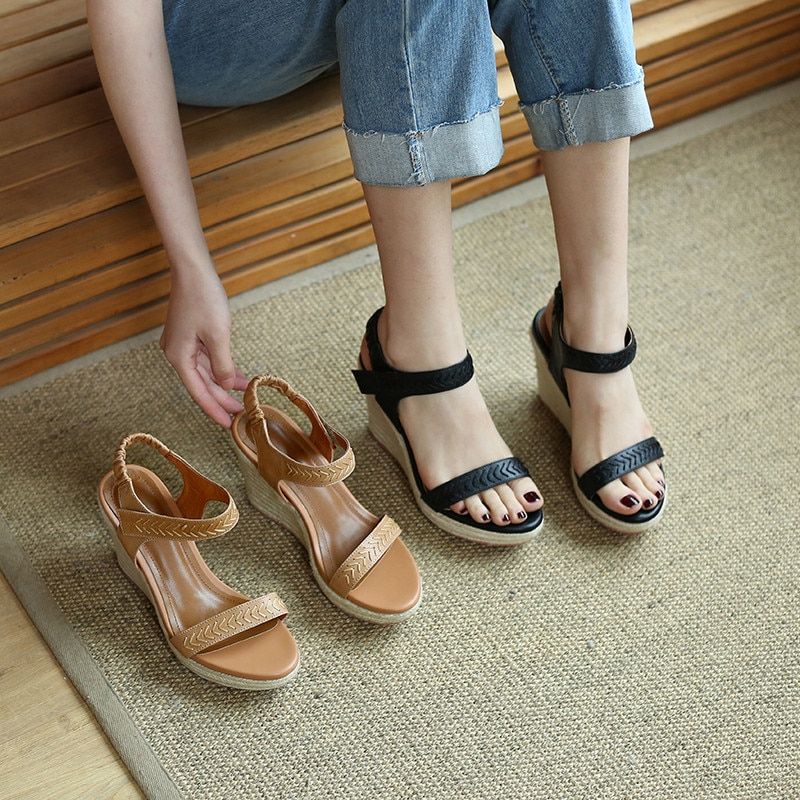 Claudia Dames Sandaal Wedges - Bruin