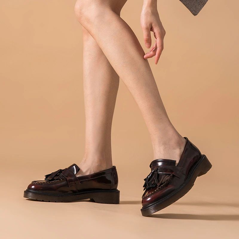Claudy Dames Platte Loafers Met Platform - Zwart