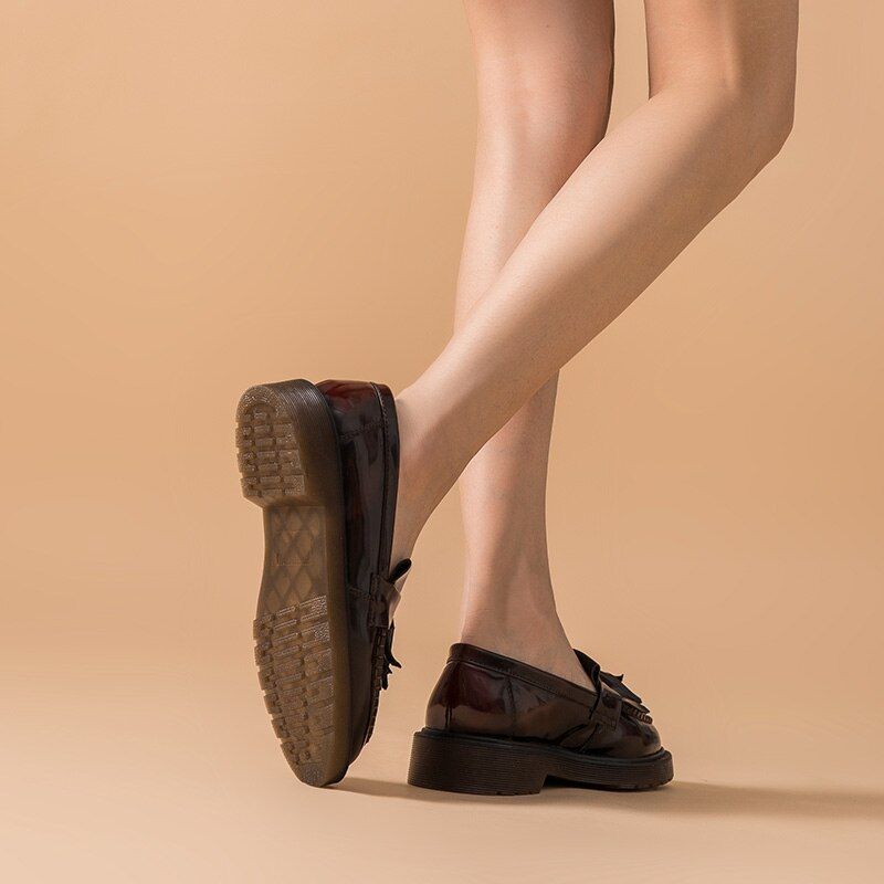 Claudy Dames Platte Loafers Met Platform - Zwart