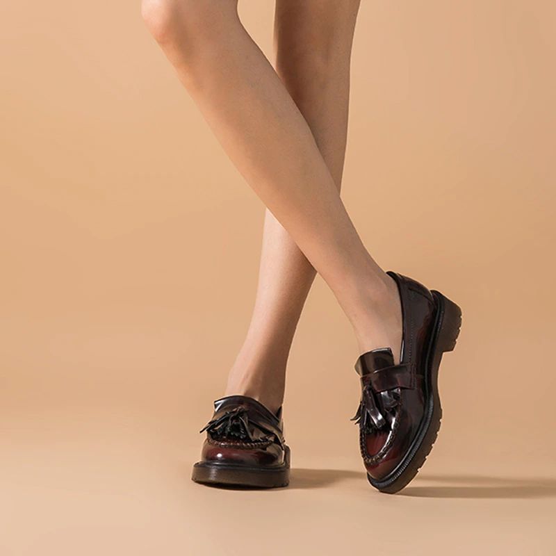 Claudy Dames Platte Loafers Met Platform - Zwart