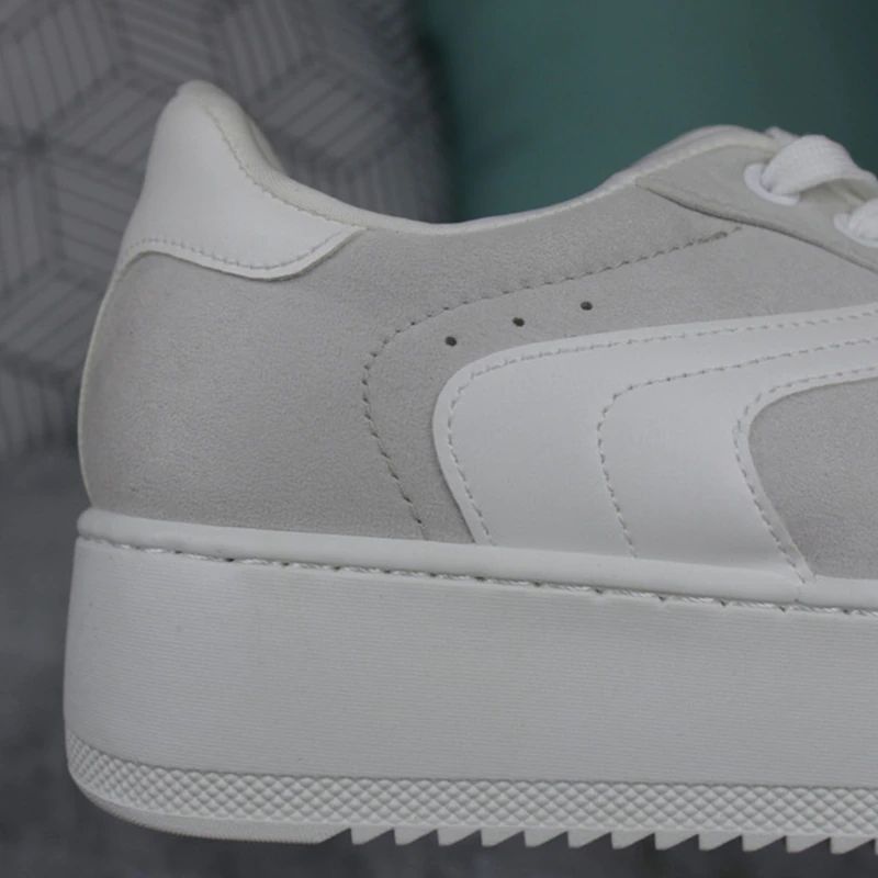 Cleo Dames Platform Canvas Lace-up Sneaker - Grijs